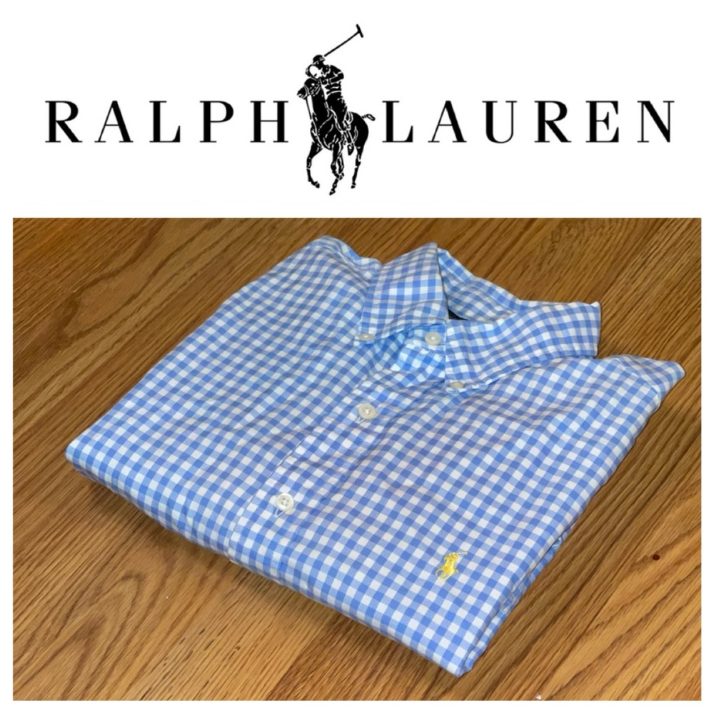 Polo Ralph Lauren Blue & White Gingham Button Down Medium